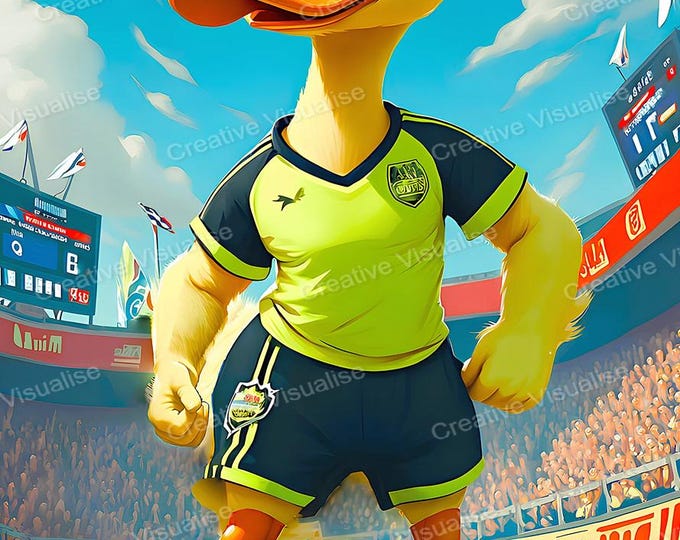 Soccer Player Duck Printable Wall Art Digital Download High Resolution PNG PDF Print
