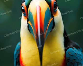 Toucan Bird Portrait Printable Wall Art Digital Download High Resolution PNG and PDF Prints