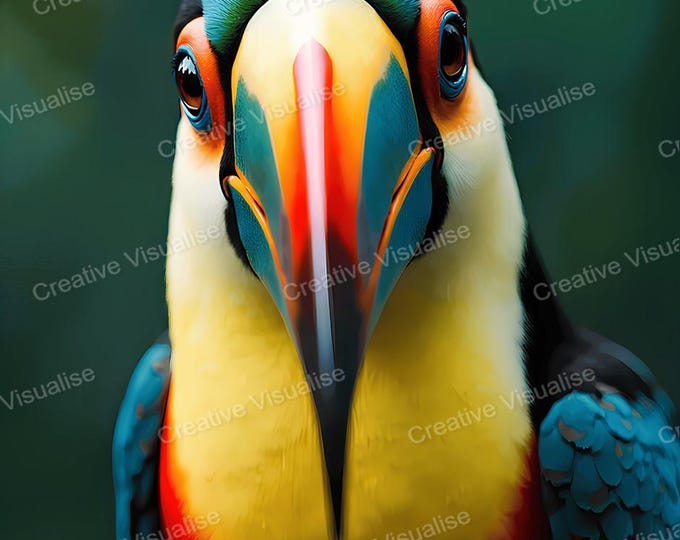Toucan Bird Portrait Printable Wall Art Digital Download High Resolution PNG and PDF Prints