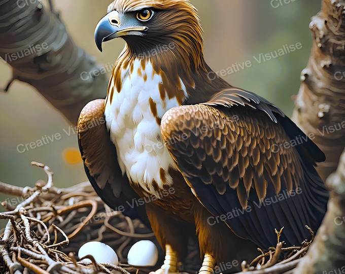 Eagle Nest with Eggs Printable Wall Art High Resolution Download