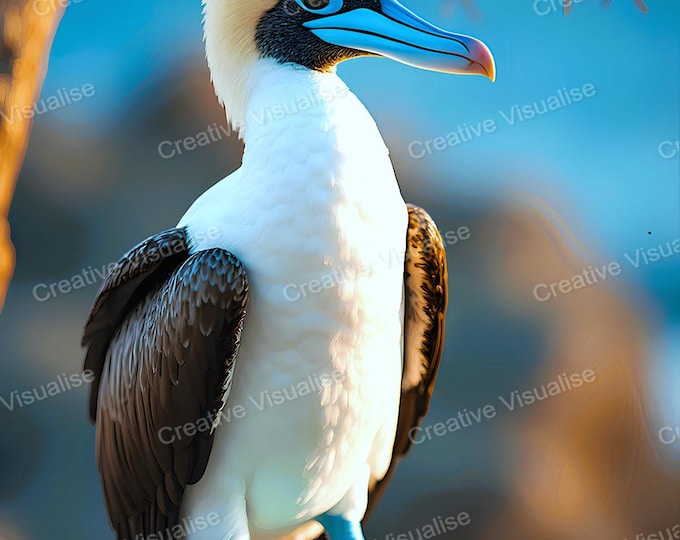 Blue-Footed Booby Bird Portrait Printable Wall Art Wildlife Nature Digital Download Home Decor