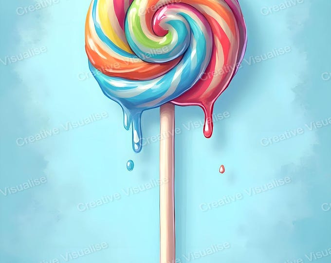 Large Colorful Lollipop – Vibrant Sweet Treat Wall Art