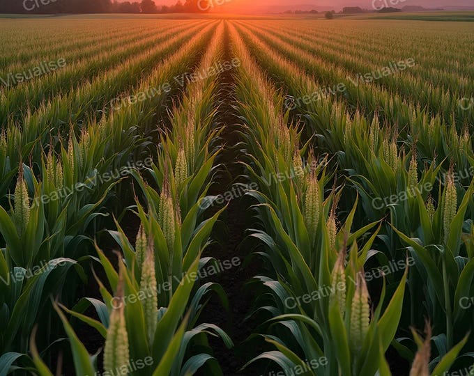 Sunset Over Golden Cornfield – Warm Countryside Landscape Wall Art