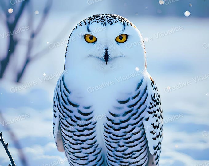 Snowy Owl Wall Art Printable | Wildlife Bird Digital Download PDF & PNG