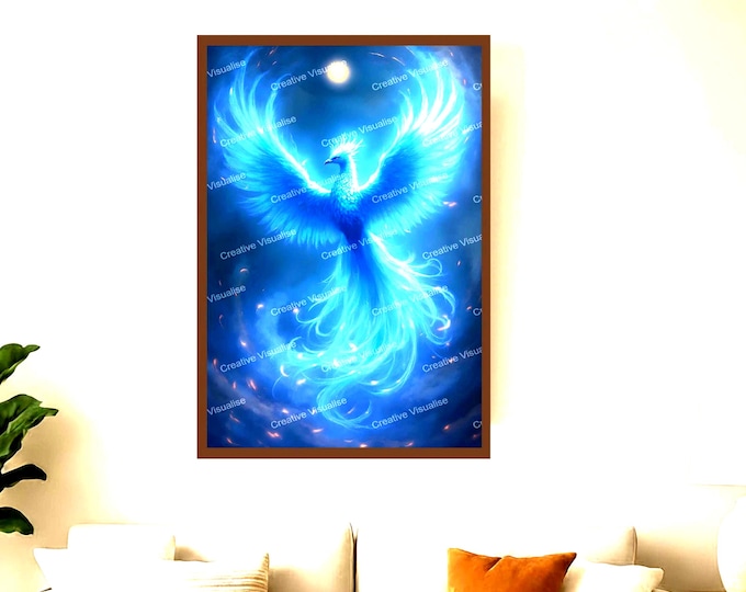 Featured listing image: Blue Phoenix High-Resolution Digital Print, 11000 x 16000 Pixels 300 DPI JPEG