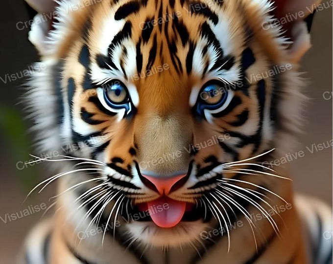 Baby Tiger Close-Up Portrait – Adorable Wildlife Animal Wall Art