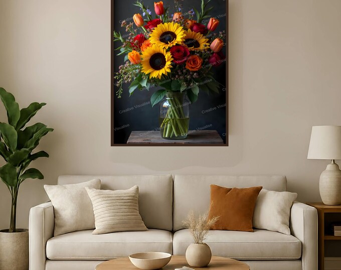 Featured listing image: Bouquet in a Glass Jar High-Resolution Digital Print, 11000 x 16000 Pixels 300 DPI JPEG