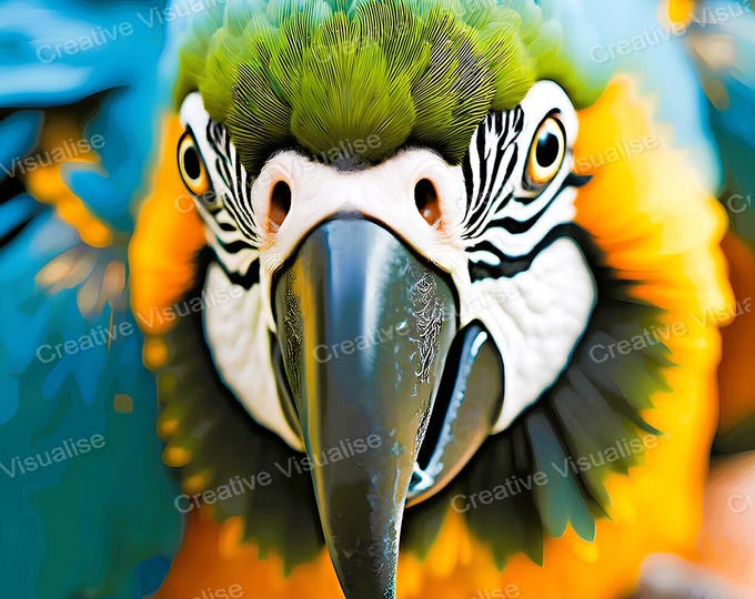Macaw Wall Art Printable | Tropical Parrot Digital Download PDF & PNG