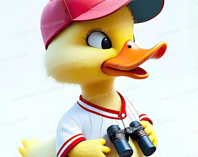 Duck with Binoculars Sport Printable Wall Art Digital Download High Resolution PNG PDF