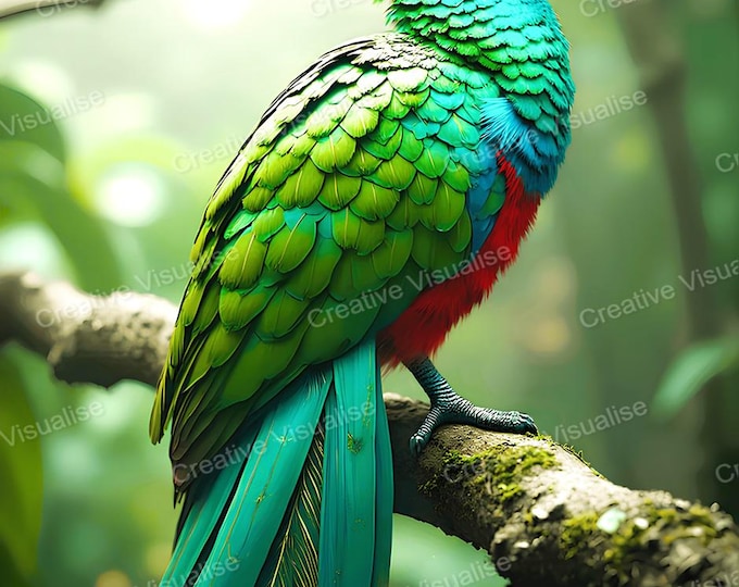 Colorful Victoria Crowned Pigeon Printable Wall Art Digital Download