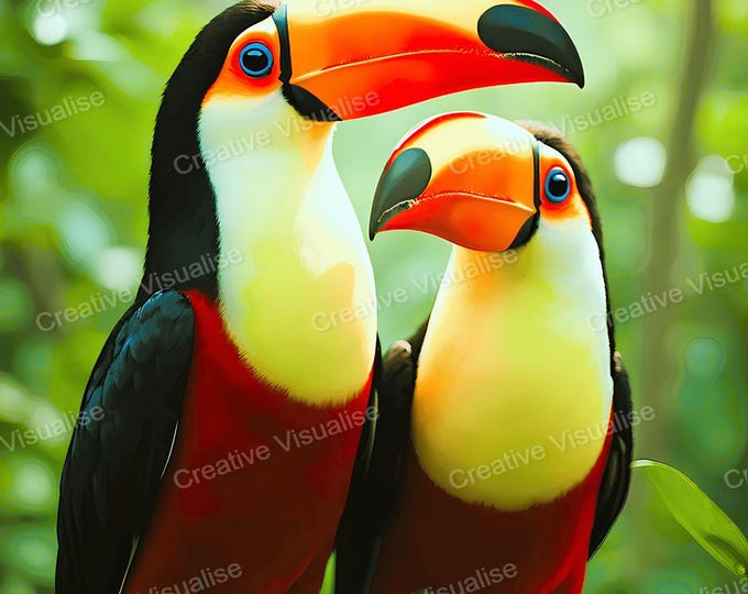 Toucan Wall Art Printable | Tropical Bird Digital Download PDF & PNG