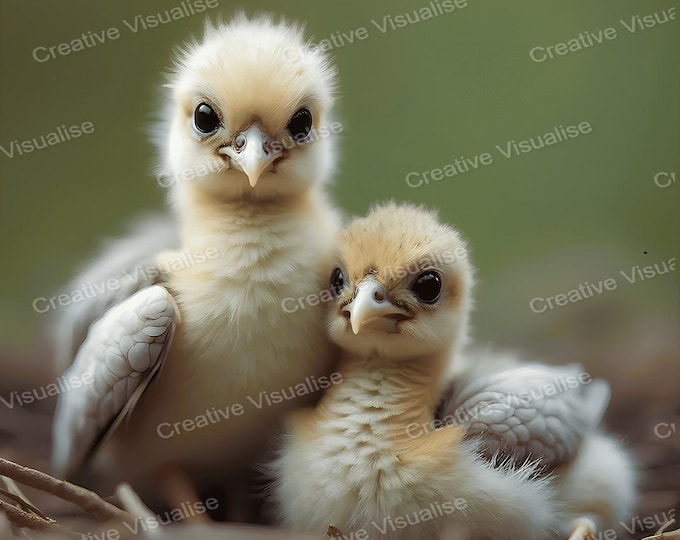 Two Chicks Bird in Nest Printable Wall Art Baby Birds Digital Download Decor