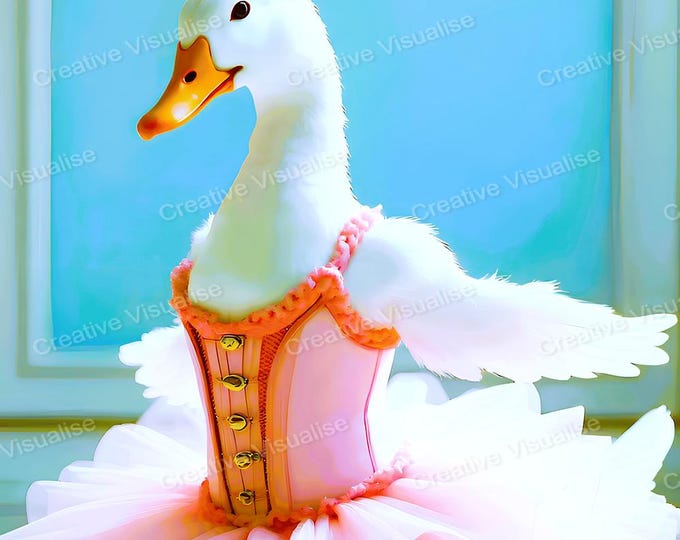 Dancing Duck Wall Art Printable | Fantasy Animal Digital Download PDF & PNG