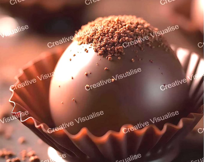 Close-Up Chocolate Sphere with Cocoa Powder and Pistachios on Paper Dessert Presentation