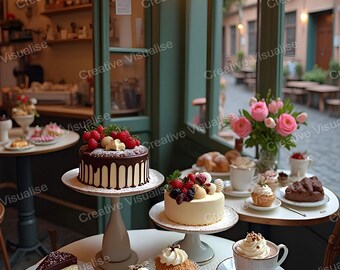 Coffee Shop Fenster Tischaufsteller mit Sahne, Hochzeitstorten, Geburtstagstorten und Eiscreme