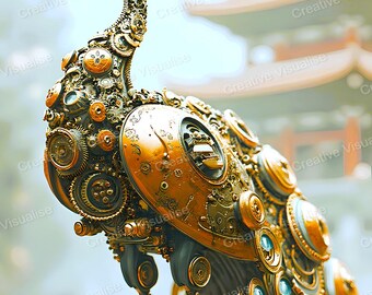 Chinese Golden Metallic Peacock Wall Art Printable | Luxury Asian Digital Download PDF & PNG