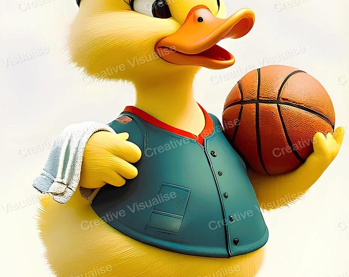 Basketball Player Duck Printable Wall Art Digital Download High Resolution PNG PDF Print