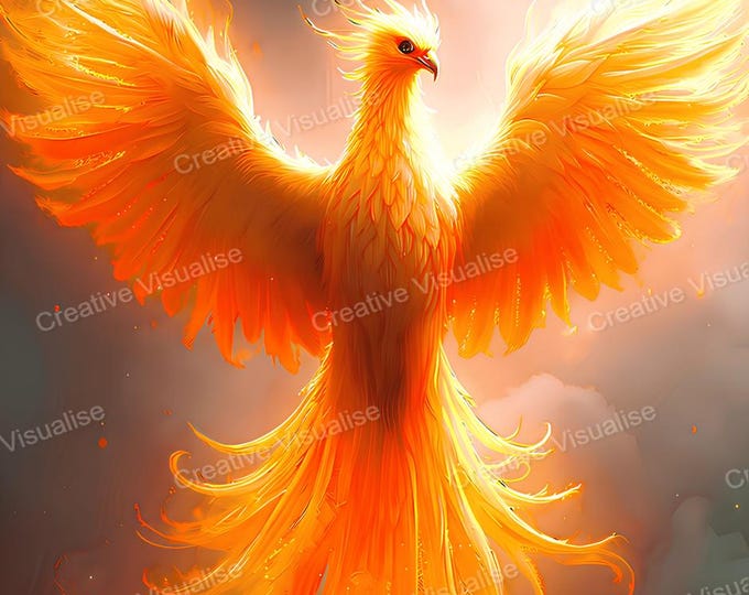 Phoenix Wall Art Printable | Mythical Fire Bird Digital Download PDF & PNG