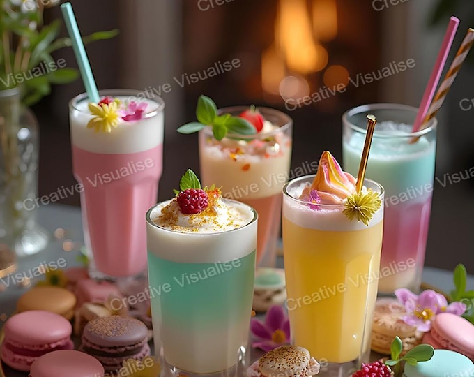 Stylish Tray with Ice Cream, Cold Drinks, Ice Packs, and Colourful Macarons: Elegant Dessert