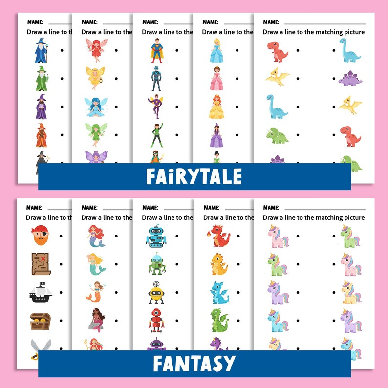 Preschool worksheets bundle of 50 matching games