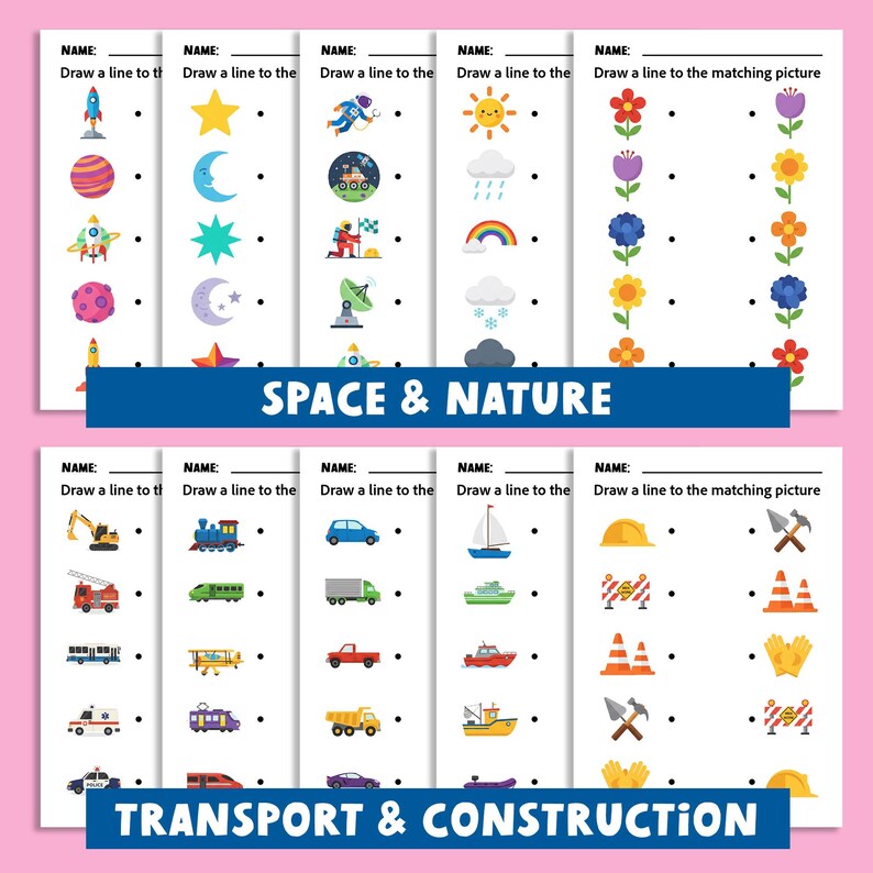 Kindergarten visual matching printable digital download