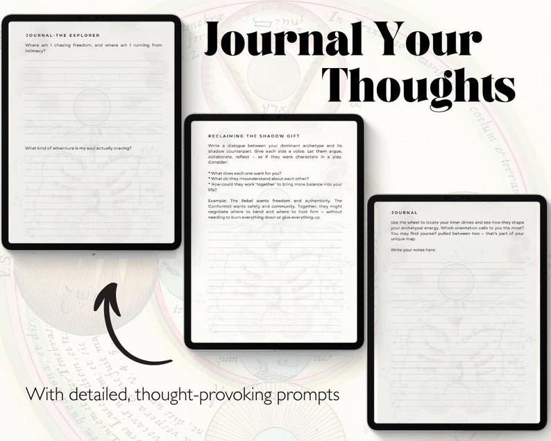 Pacote de exercícios de arquétipos de Carl Jung, diário de trabalho de sombra, ferramentas de psicologia de cura da criança interior, diário de crescimento pessoal, PDF editável interativo imagem 5