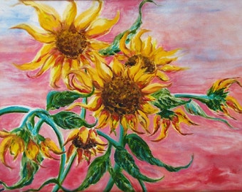 Sunflowers, Matted Giclee Print 18"X 24"