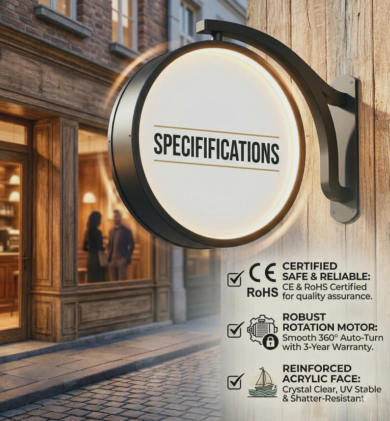 Storefront Light Box Design Custom Rotating Business LED Sign, Outdoor Double Sided Storefront ...