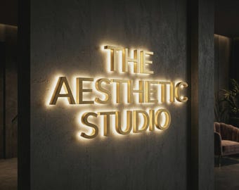 Custom 3D Backlit Metal Sign, Company Logo LED Office Wall Decor, Salon Spa Signage