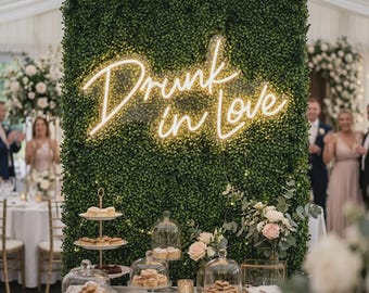 Drunk in Love Neon Sign | Personalized Custom LED Wedding Sign | Bachelorette Bar Decor | Neon Light Wall Art | Unique Couple Gift