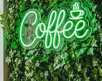 Coffee Neon Sign, Green LED Coffee Bar Light, Kitchen Cafe Decor, Coffee Lover Gift, Coffee Bar Sign, Coffee Shop Wall Art, Home Cafe Decor