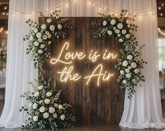 Love is in the Air Neon Sign | Custom LED Romantic Wedding Backdrop | Personalized Valentine Anniversary Gift | Bedroom Wall Art Decor