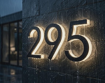 Custom address sign, Backlit Number Sign, House Number Sign, Halo-lit Shop address sign, Outdoor sign, LED Metal Letters, Letters for wall