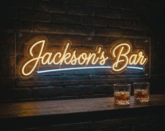Custom 3D Engraved LED Neon Bar Sign, Personalized Man Cave Decor, Father's Day Gift