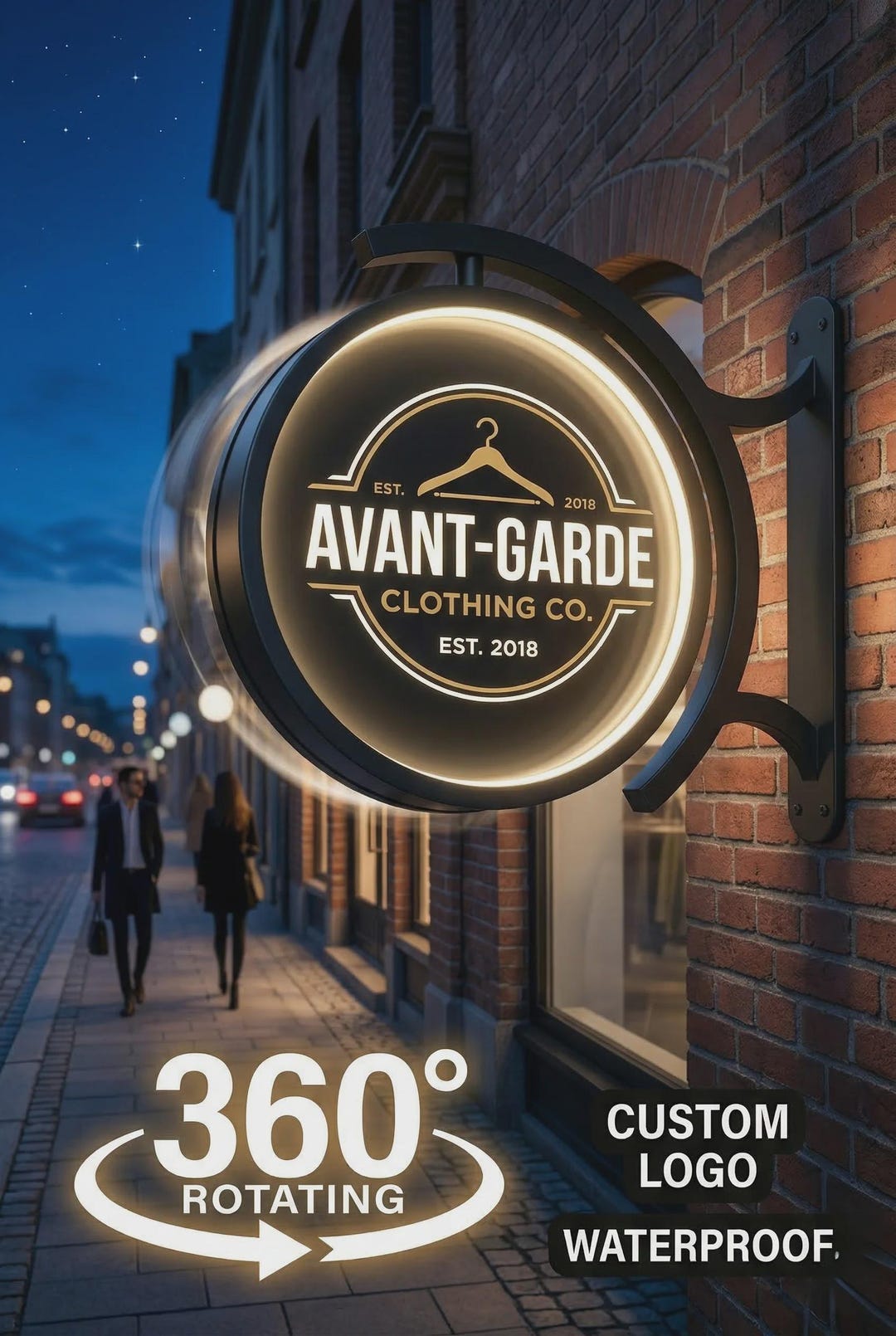 Storefront Light Box Design 360 Rotating Business LED Sign, Double Sided Storefront Light Box - Etsy