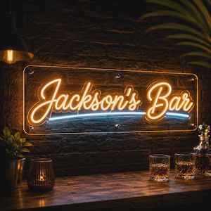 Custom 3D Engraved LED Neon Bar Sign | Personalized Man Cave Decor, Home Bar Light
