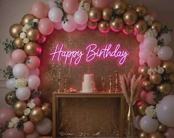 Custom LED Neon Happy Birthday Sign, Personalized Party Backdrop Decor, Birthday Party Decor, Happy birthday neon
