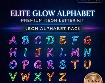 Neon Sign SVG Custom Neon Alphabet Letters Digital Download
