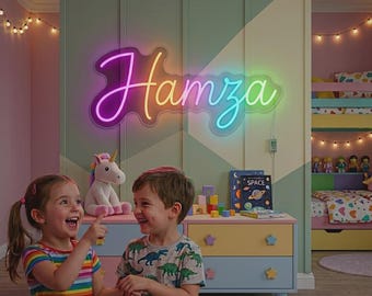 Custom RGB Neon Name Sign, Rainbow Color Changing LED Kids Room Decor