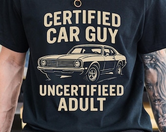 Certified Car Guy niet-gecertificeerd T-shirt volwassenen | Grappige klassieke muscle car-afbeelding