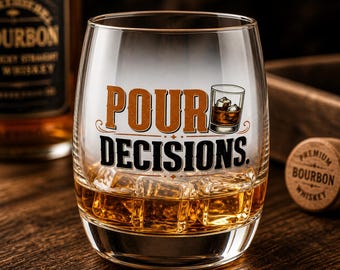 Pour Decisions Whiskyglas | Grappig citaat, ijskoud whiskyrotsglas