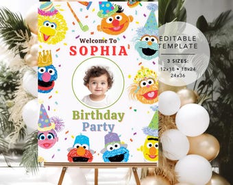 Editable Sesame Street Welcome Sign, Elmo Birthday Sign Template ...