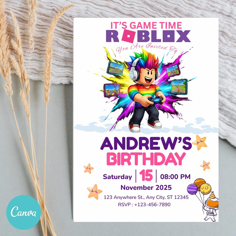 Roblox Birthday Party Invitation: Editable Template (instant Download ...
