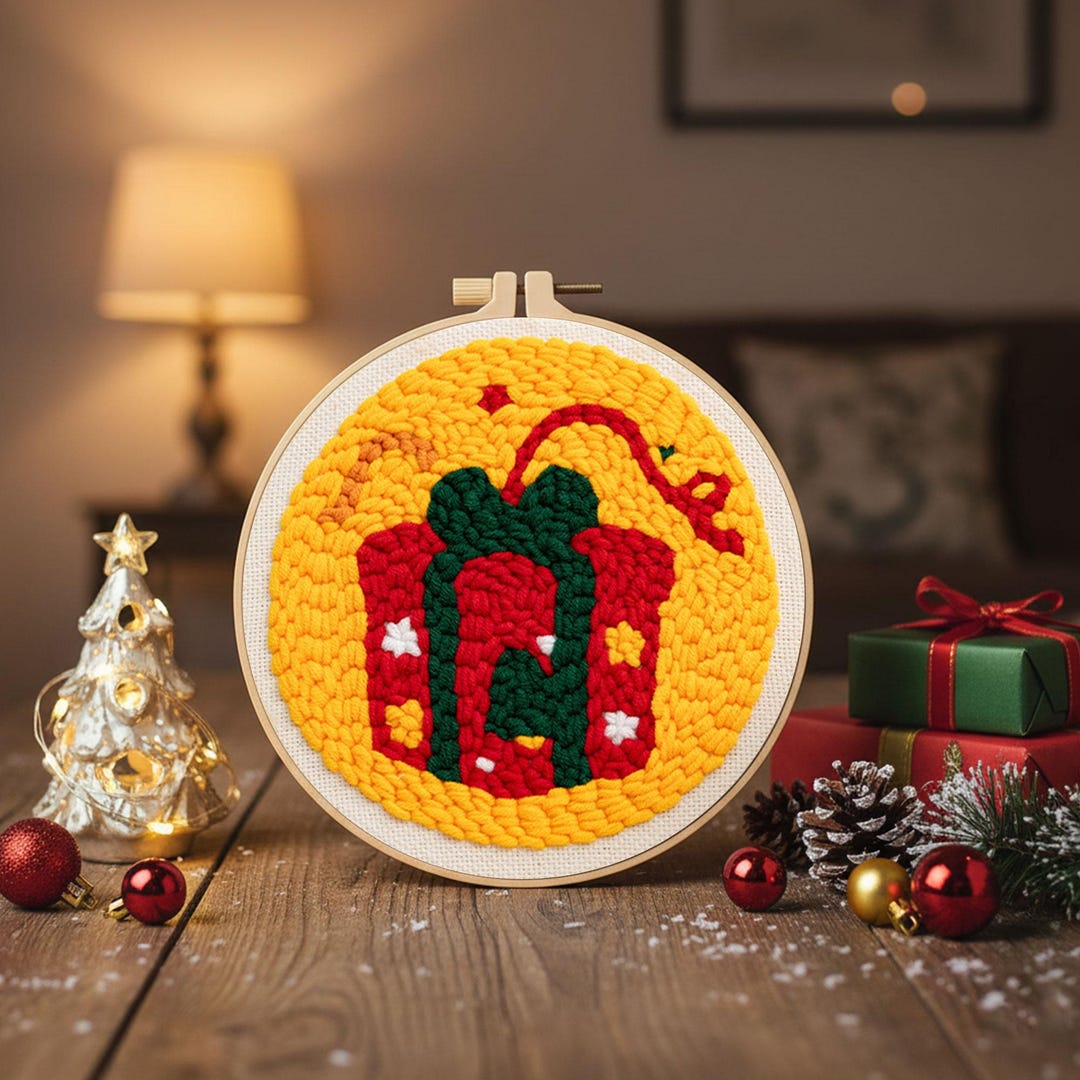Christmas Punch Needle Gift Set: Holiday Yarn Craft DIY, Gift for Her ...