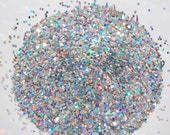 Silver SOLVENT RESISTANT HOLOGRAPHIC Glitter 0.062 - 1 Fl. Ounce Hex for Glitter Nail Art and Glitter Crafts