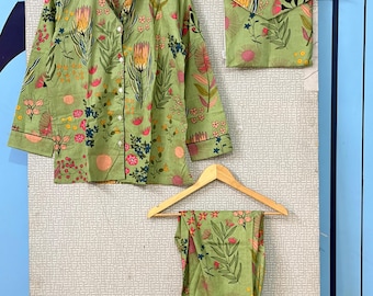 Women Pajama Set, Cotton Nightwear, Lounge and Sleepwear, Gift for Her, Bridesmaid Gifts, Night Suit, Pajamas and Robes, Comfortable Pj Set