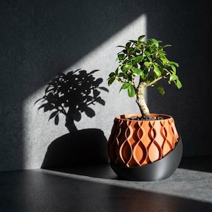 3D Druck Blumentopf | Moderner Übertopf mit Webstruktur | Minimalistische Vase Deko | Einzigartiges Gitter-Design