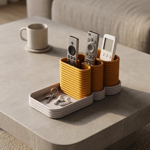 TV Remote Halter | 3 Slot Organizer | Gerippte Modulare Ablage