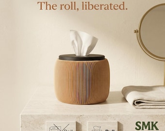 Toilet Paper Holder | Ribbed Tissue Dispenser | Bathroom Decor | Minimalist Box | 3D Printed