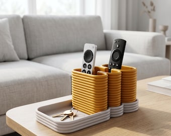 TV Remote Halter | 3 Slot Organizer | Gerippte Modulare Ablage